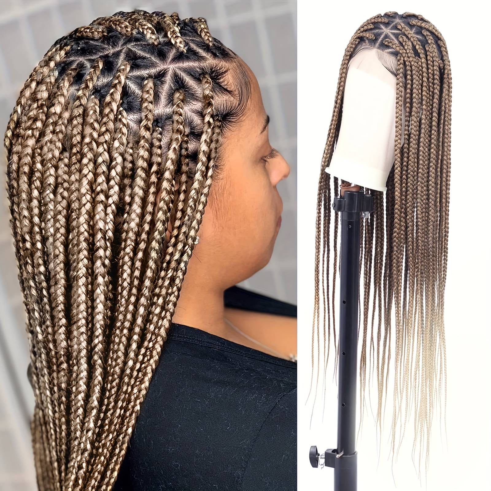 Braid in hair extensions Temu 36 Inch Long Glueless Box Braid Wig