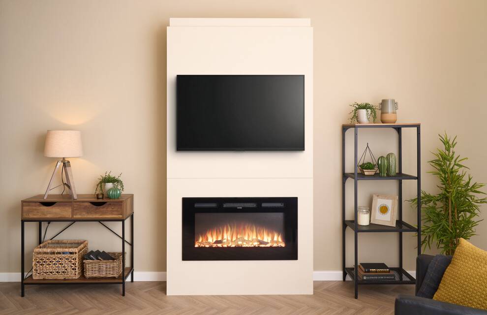 Adam Pre-Built Media Wall Electric Fire