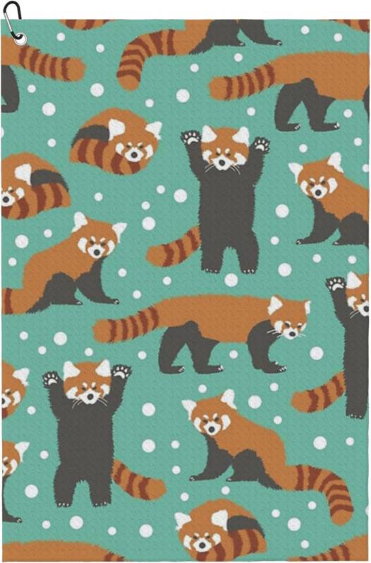 WHIBOS Red Panda Pattern With White Dots And Turquoise Poster