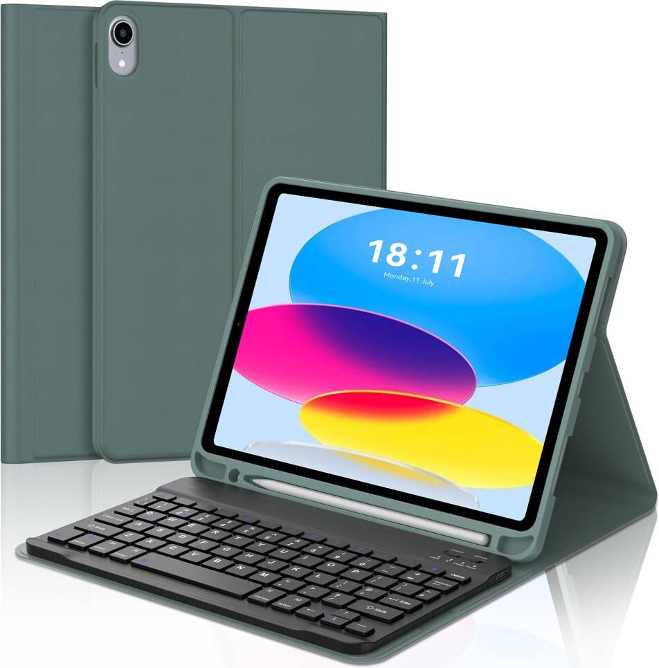 Compatible iPad 10th Gen Bluetooth Keyboard Case