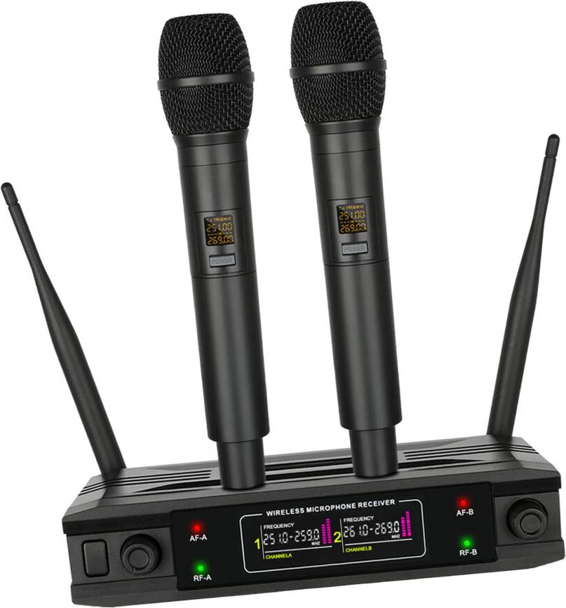 Wireless Microphone System - 2 Mics, 4 Channel Receiver