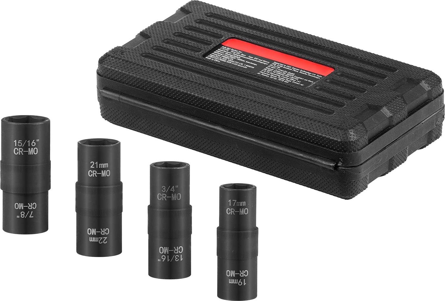 Metric socket set VEVOR Lug Nut Impact Socket Set 1/2 Inch Drive Metric SAE 6-Point Flip Socket Set Socket Bit