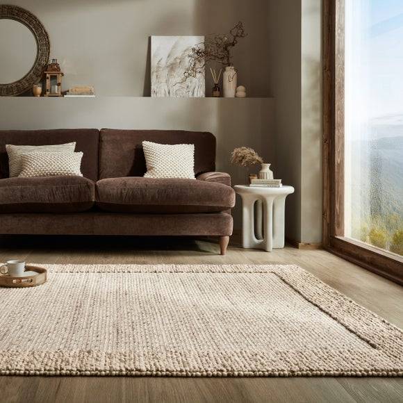 Dunelm Pebble Wool Border Rug