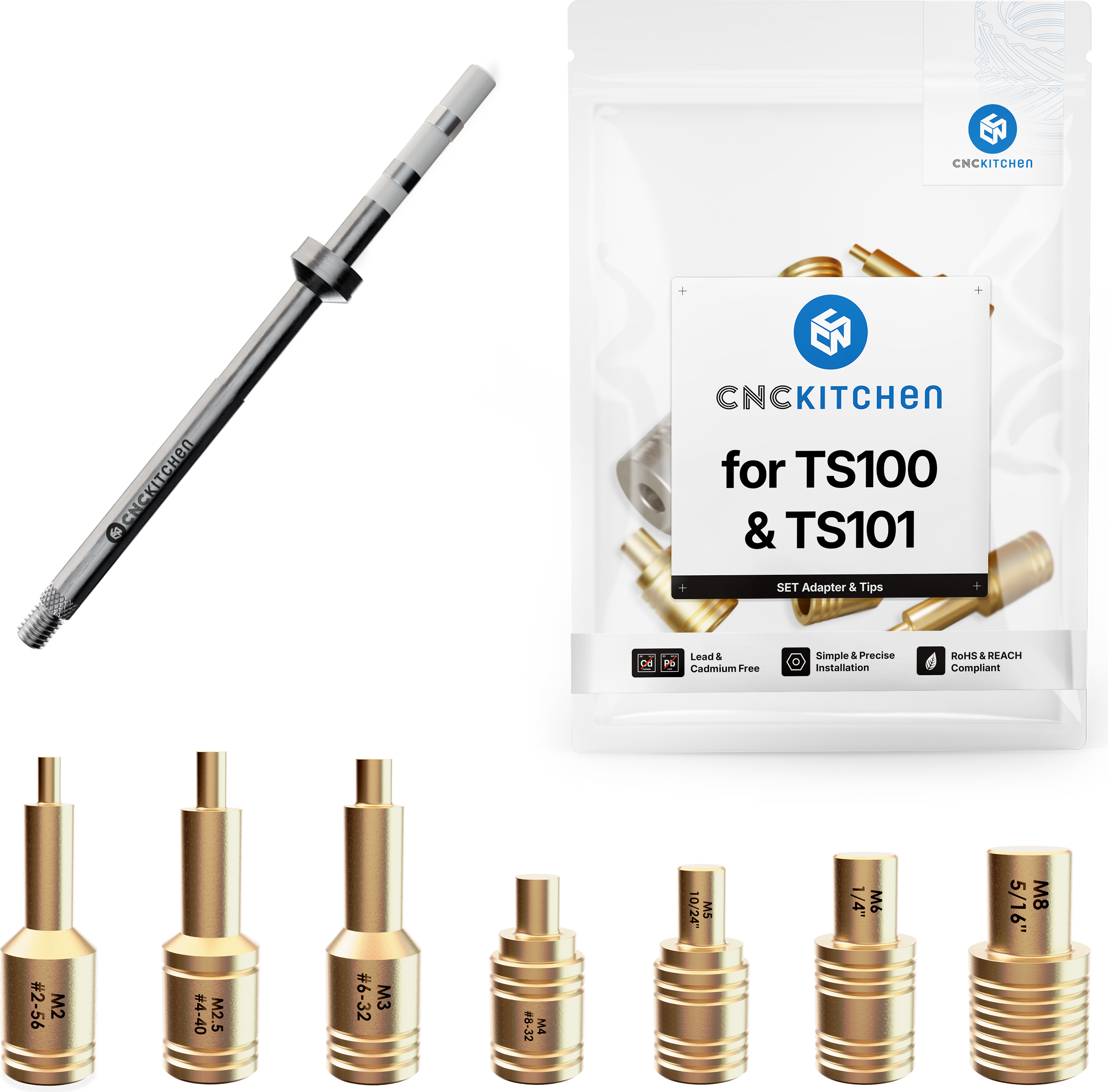 CNC Kitchen Soldering Tips TS100 Adapter Set