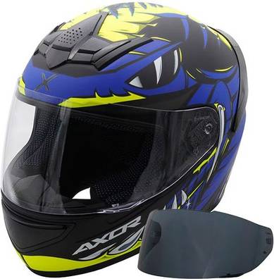 Axor Rage Full Face Moto Motorcycle Helmet - Python Matt Blue/Yellow/Black