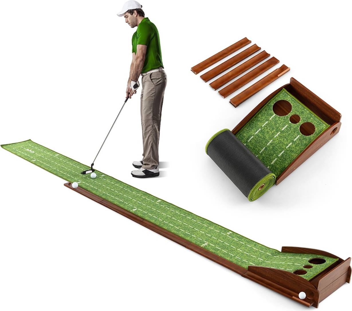 Portable Golf Putting Mat Automatic Ball Return