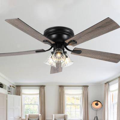 52 Inch Flush Mount Ceiling Fan with Light and Remote