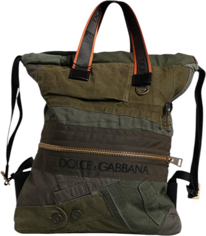 Dolce & Gabbana Military Green Patchwork Rucksack Backpack