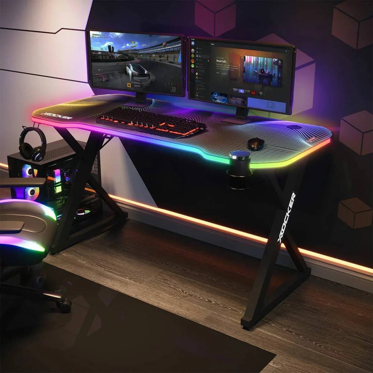X-Rocker Pulsar Max RGB Gaming Desk With Led Lights