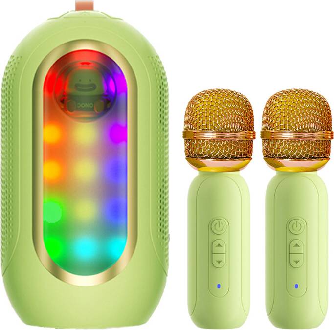 Mini Karaoke Machine 2 Mic Wireless Rechargeable LED Speaker