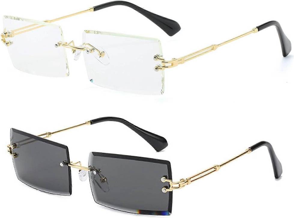Kikidex Rimless Rectangle Sunglasses Ultralight Metal Frame