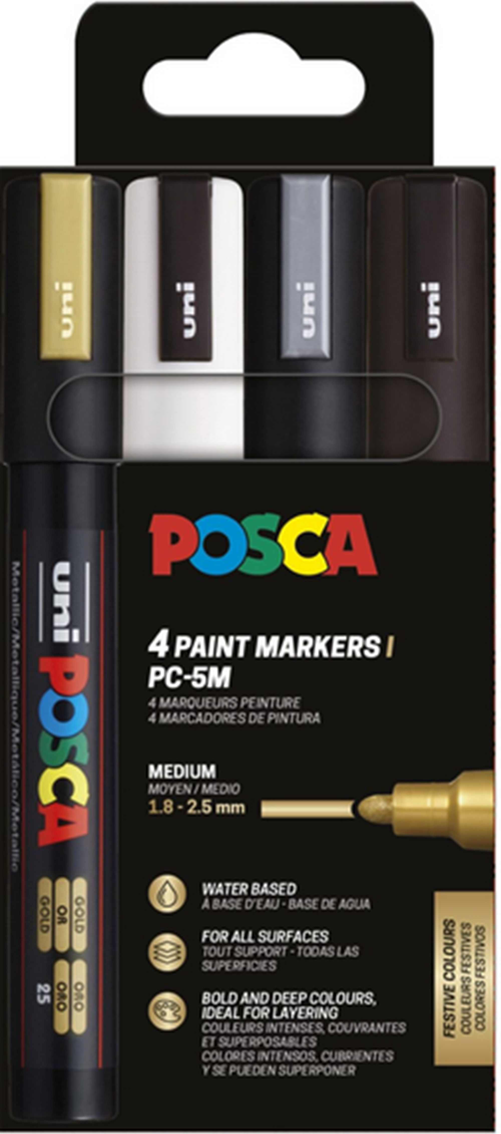 Posca PC-5M 4-Pack Vattenbaserat Bläck Rundad Spets