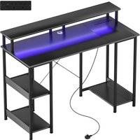Homcom LED Computer Desk Carbon Fibre Grey Skrivebord