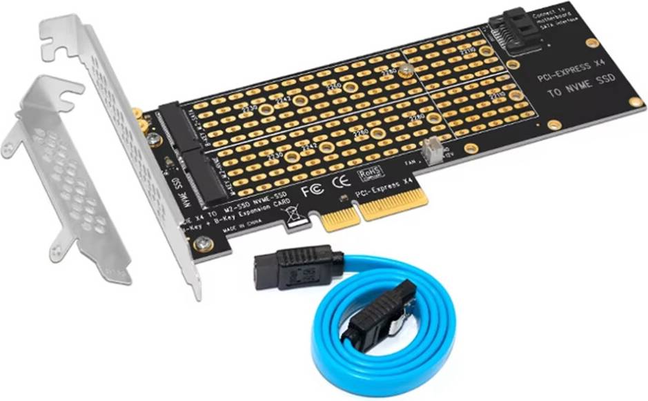 PCIE To M2 NVMe Key-M NGFF Key-B Adapter