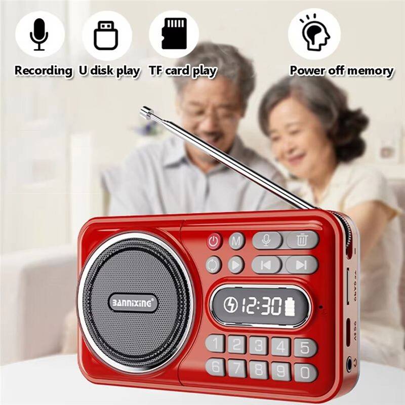 Mini fm radio Spactz Portable Mini FM Radio Bluetooth LED Display