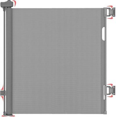 Wide stair gate Grey Retractable Stair Gate With Secure 2-Step Lock