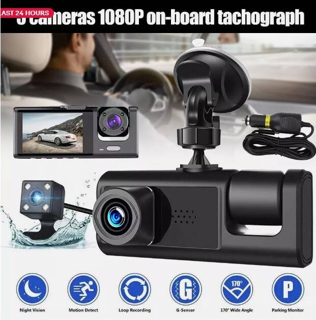 Dash camera 3 Lens Dash Camera High Definition Video Recorder