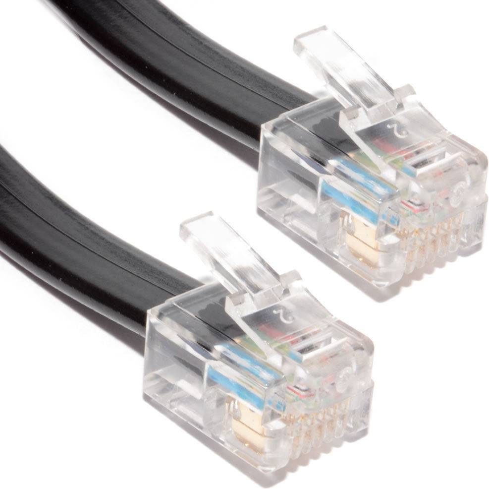 Kenable RJ12 6P6C Cross Over Cable Plug RJ11 6 Wire Black 3m