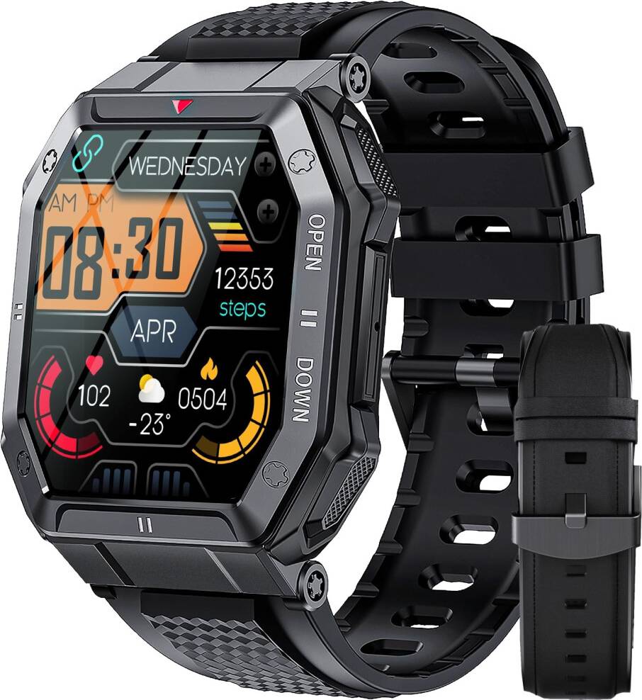 Military Smartwatch Rugged 1.85 Inch HD Touchscreen