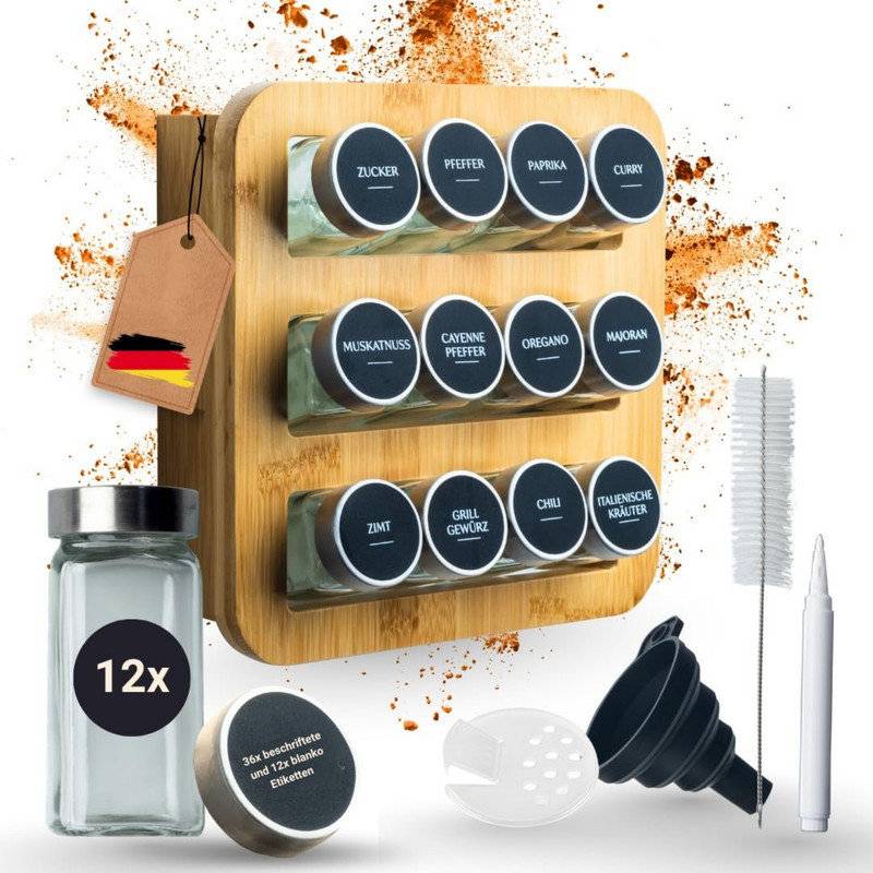 Williston Forge Wooden Spice Rack With Jars Pack