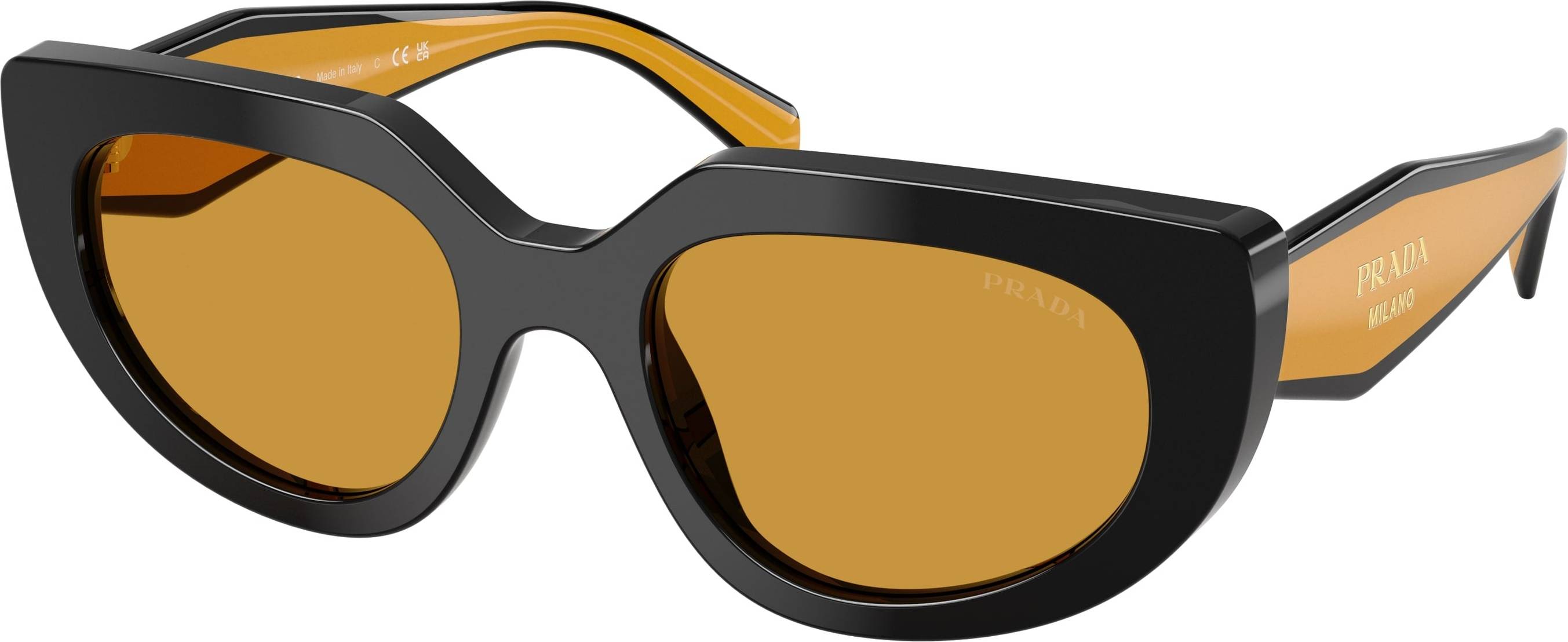Prada PR D02S Solbriller Acetat Sort Okker Rund