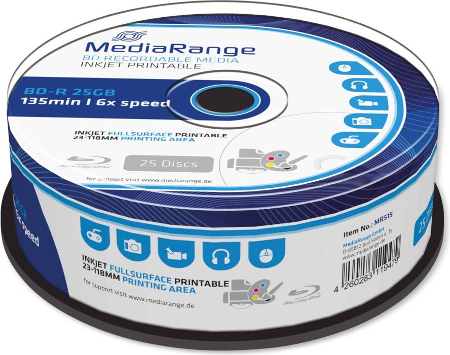 MediaRange BD-R 25GB Write Speed Cake Box
