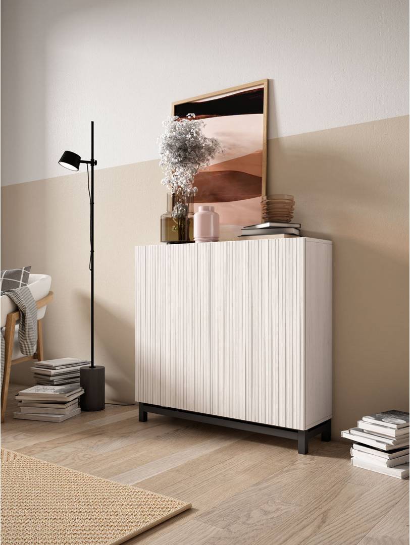 Union Rustic Melamine Cabinet With Slatted Effect Doors Shoe Rack