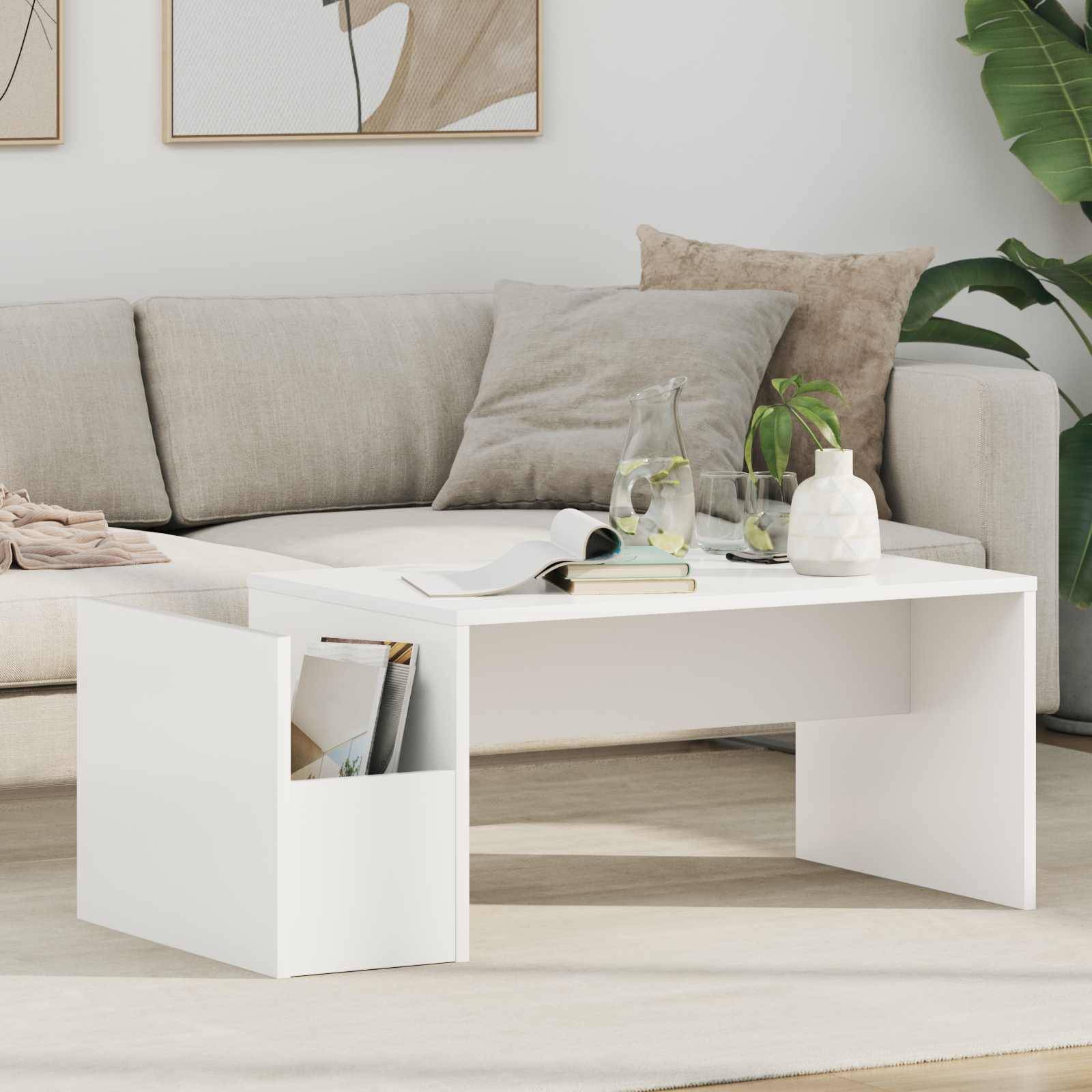 vidaXL White Rectangular Compact Coffee Table