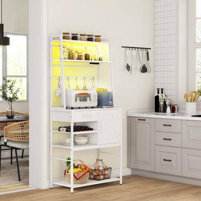 Bakers rack Homcom Baker's Rack with Power Outlet and LED Lights Cabinet