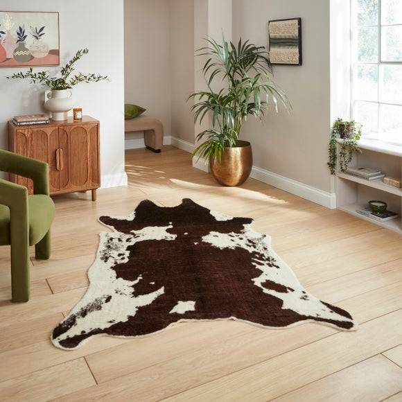 Think Rugs Faux Fur Cow Print Rug