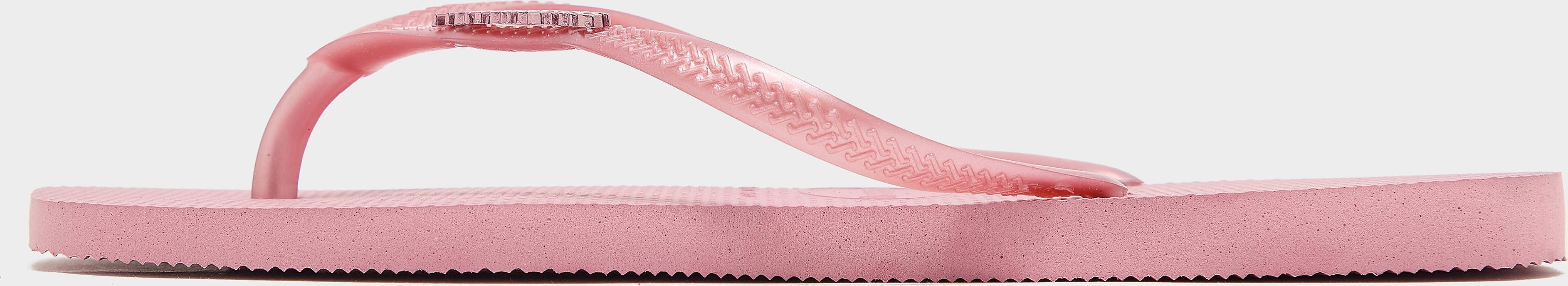Havaianas Slim Square Logo Metallic Flip Flops - Rosa