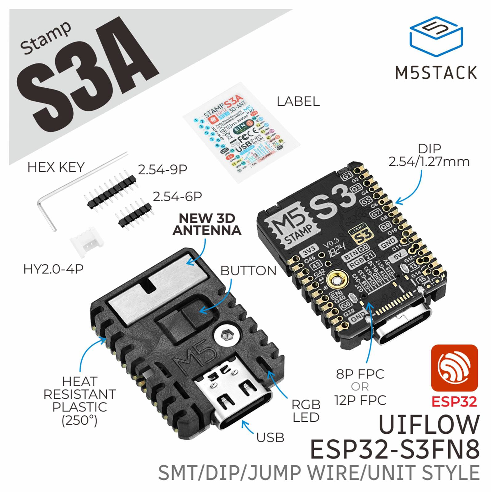 M5StampS3A ESP32-S3FN8 Module