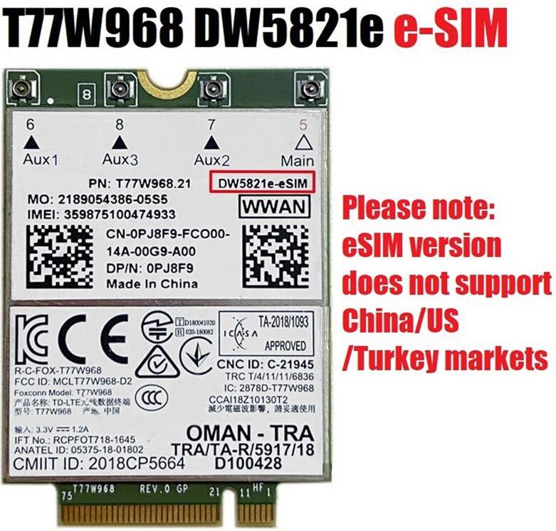 Spactz DW5821e E-SIM 4G LTE Cat16 Card Module Kit