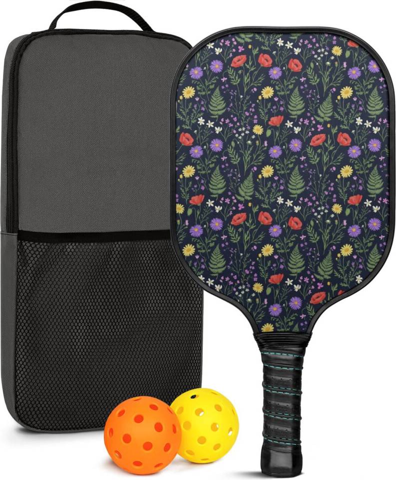 Pickleball Paddles Set Floral Fiberglass Rackets