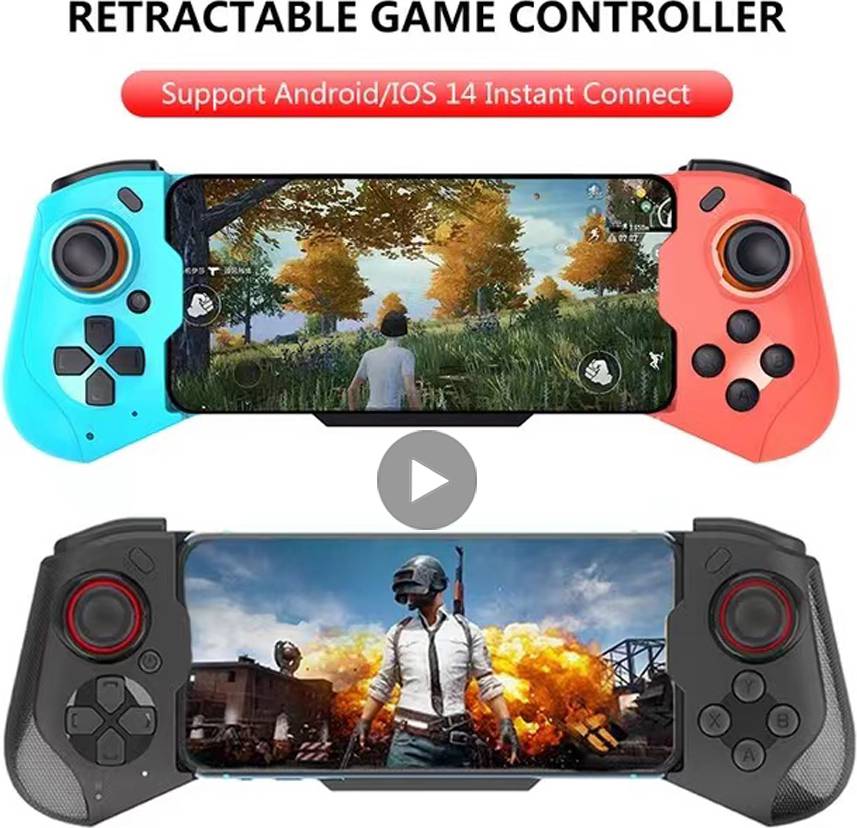 Retractable Bluetooth Mobile Game Controller for iOS and Android - Black