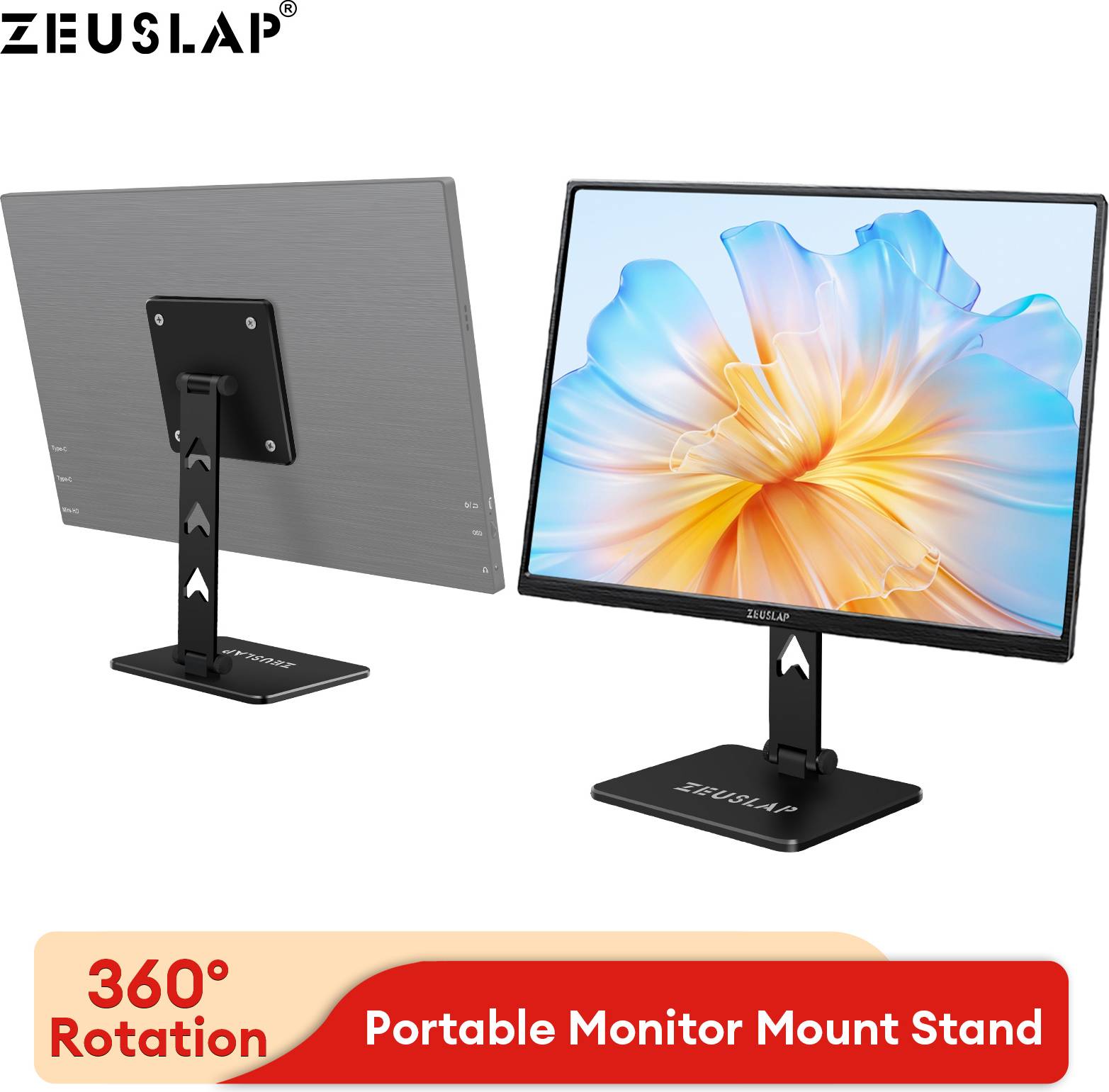 Rotating Portable Monitor Desk Metal Stand