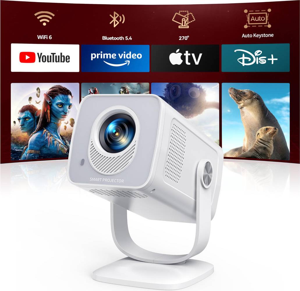 Short throw Mini Projector 1080P 4K Android 13 Short Throw