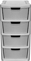 Large Rattan Effect 4 Drawer Tower Unit Storage Cabinet