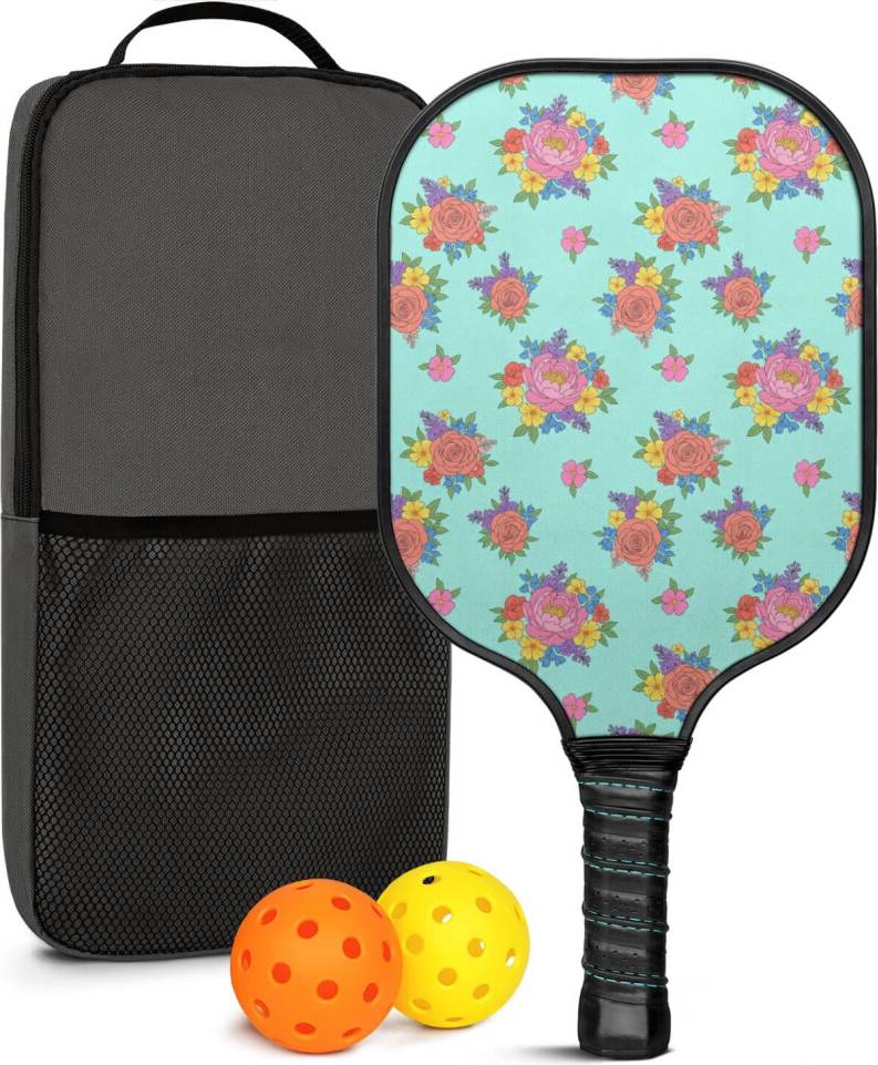 Pickleball Paddles Set Floral Fiberglass Rackets