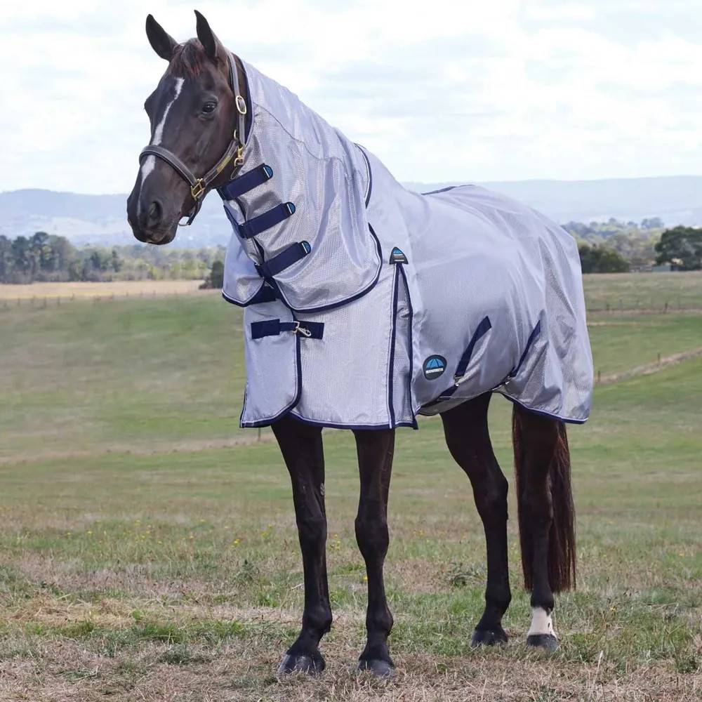 Weatherbeeta ComFiTec Hexi Shield Combo Neck Fly Rug - Silver/Navy