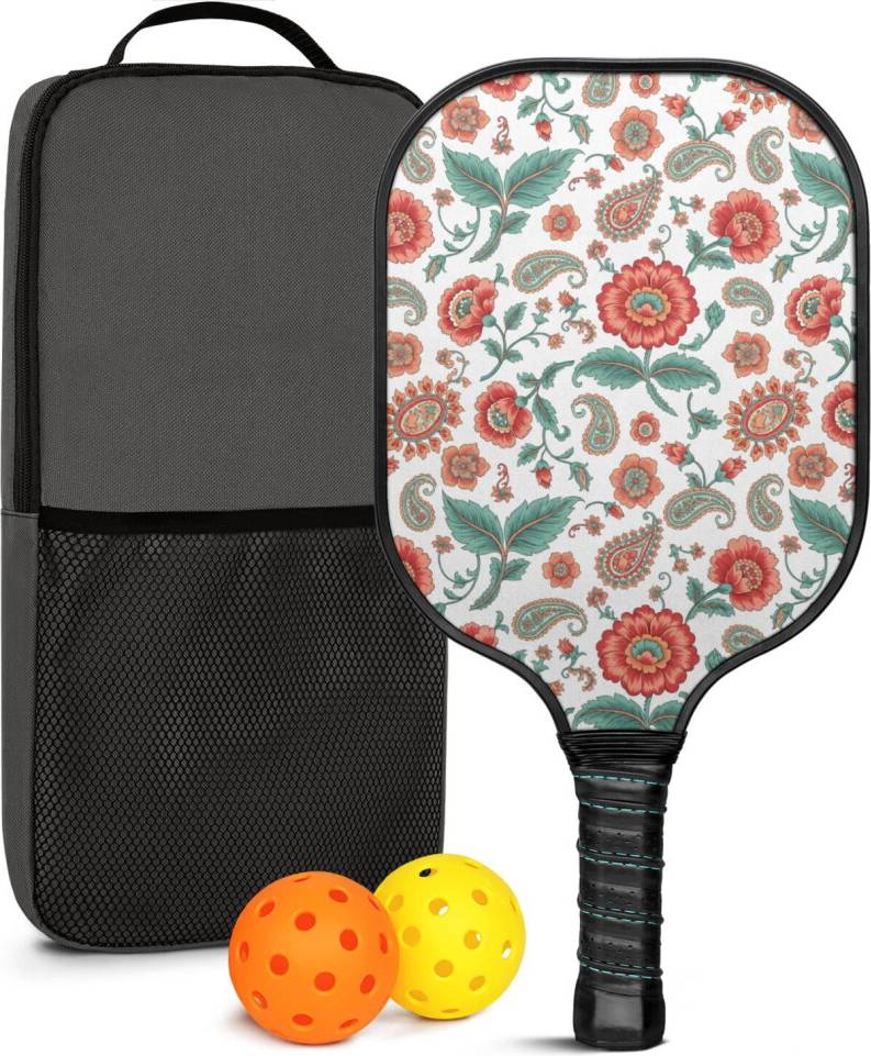 Pickleball Paddles Set Floral Fiberglass Rackets