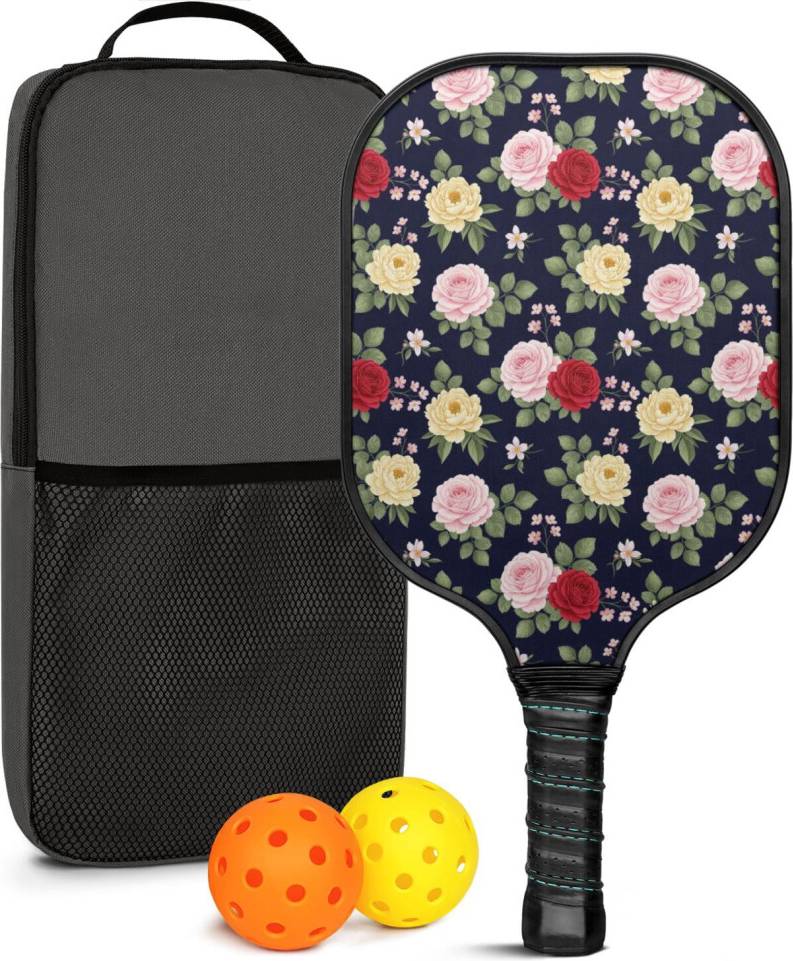 Pickleball Paddles Set Floral Fiberglass Rackets