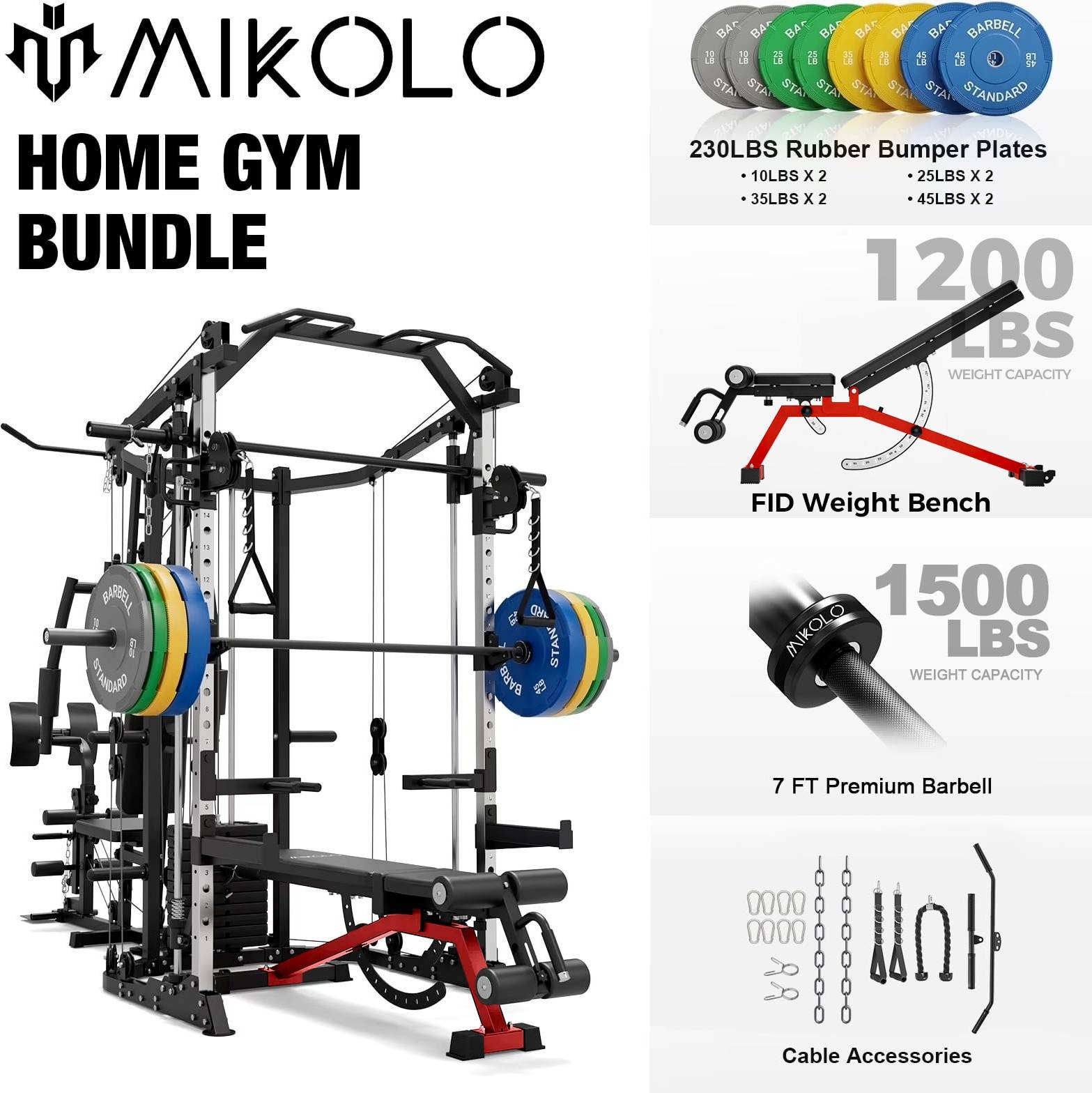 Smith machine home gym Mikolo M-HSM-B-B-R-HD-WP230 Multi-Function Home Gym System