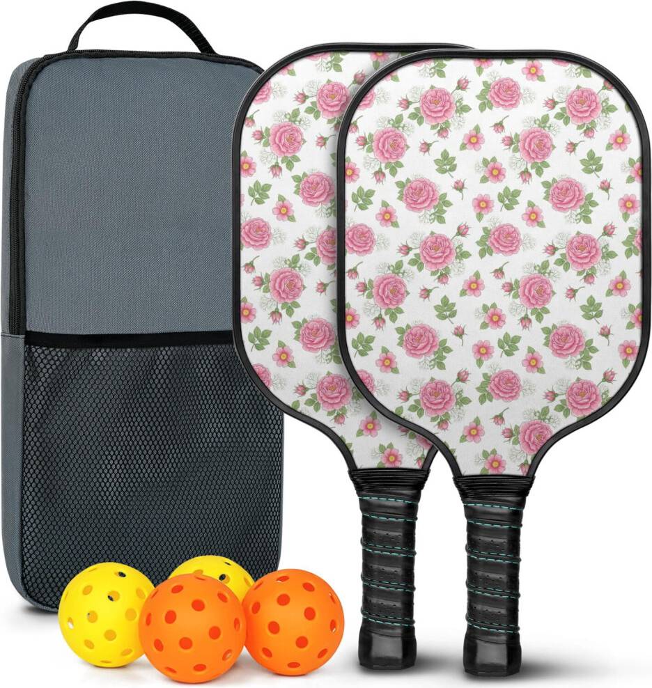 Pickleball Pickleball Paddles Set Floral Fiberglass Rackets
