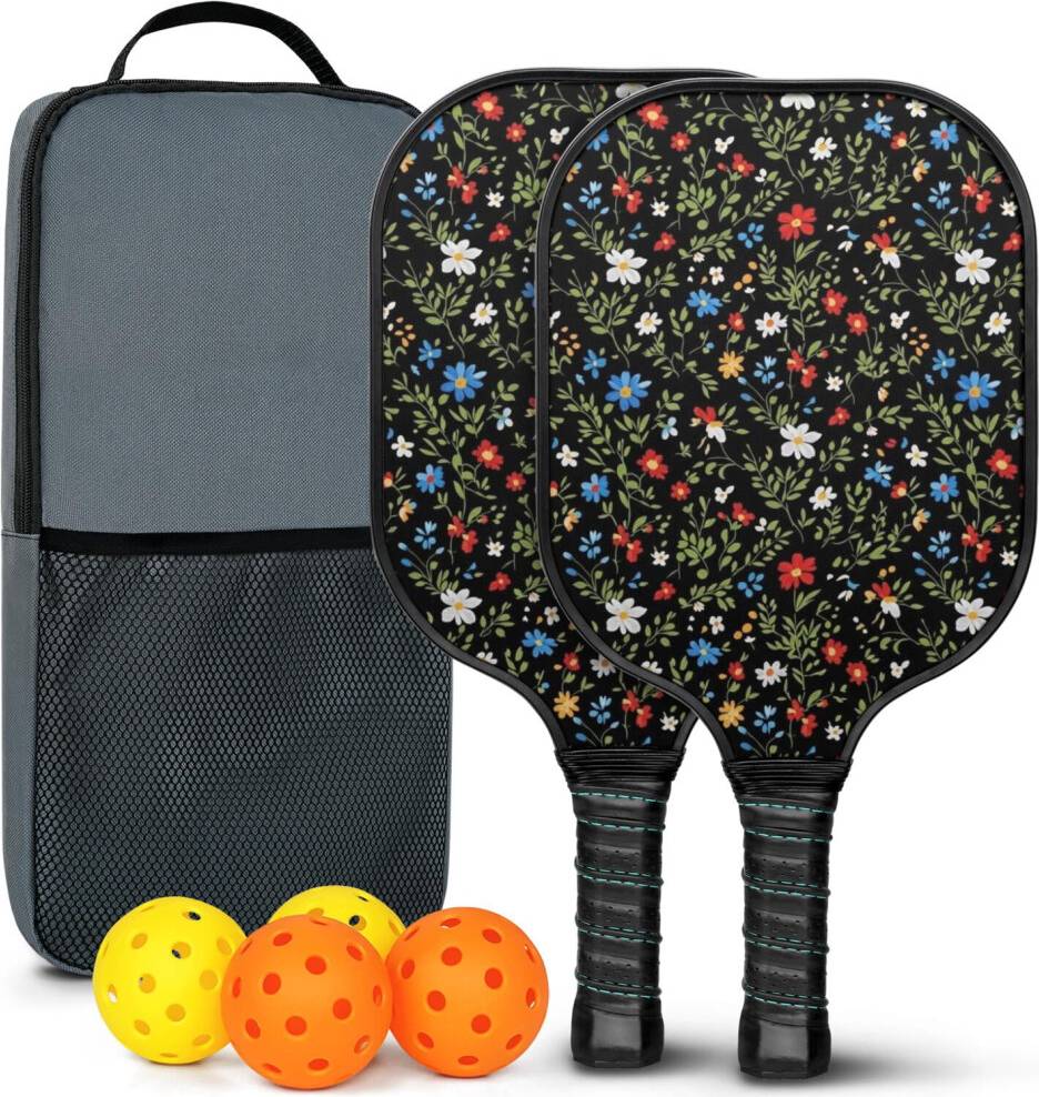 Pickleball Pickleball Paddles Set Floral Fiberglass Rackets