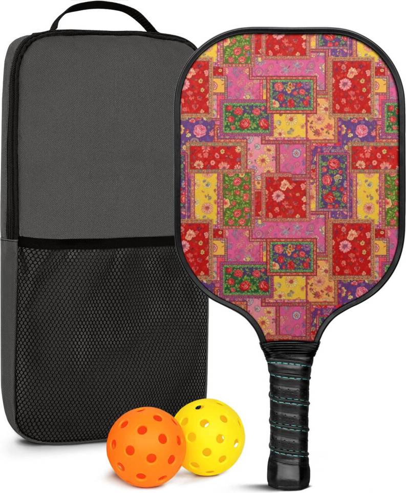 Pickleball Paddles Set Floral Fiberglass Rackets