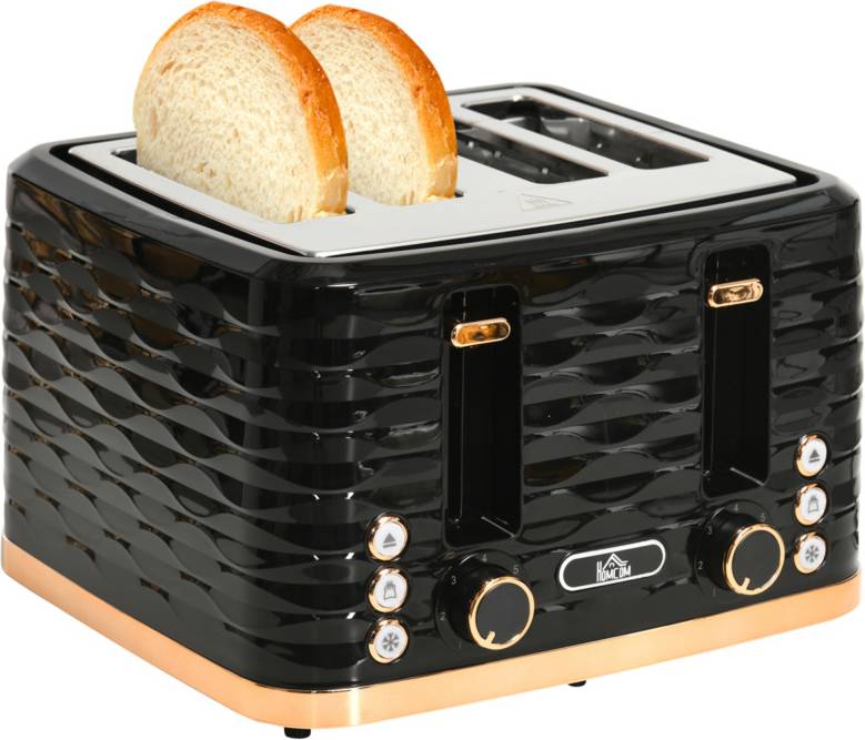 Homcom 4-Slice Toaster Black Ripple 7 Browning Levels