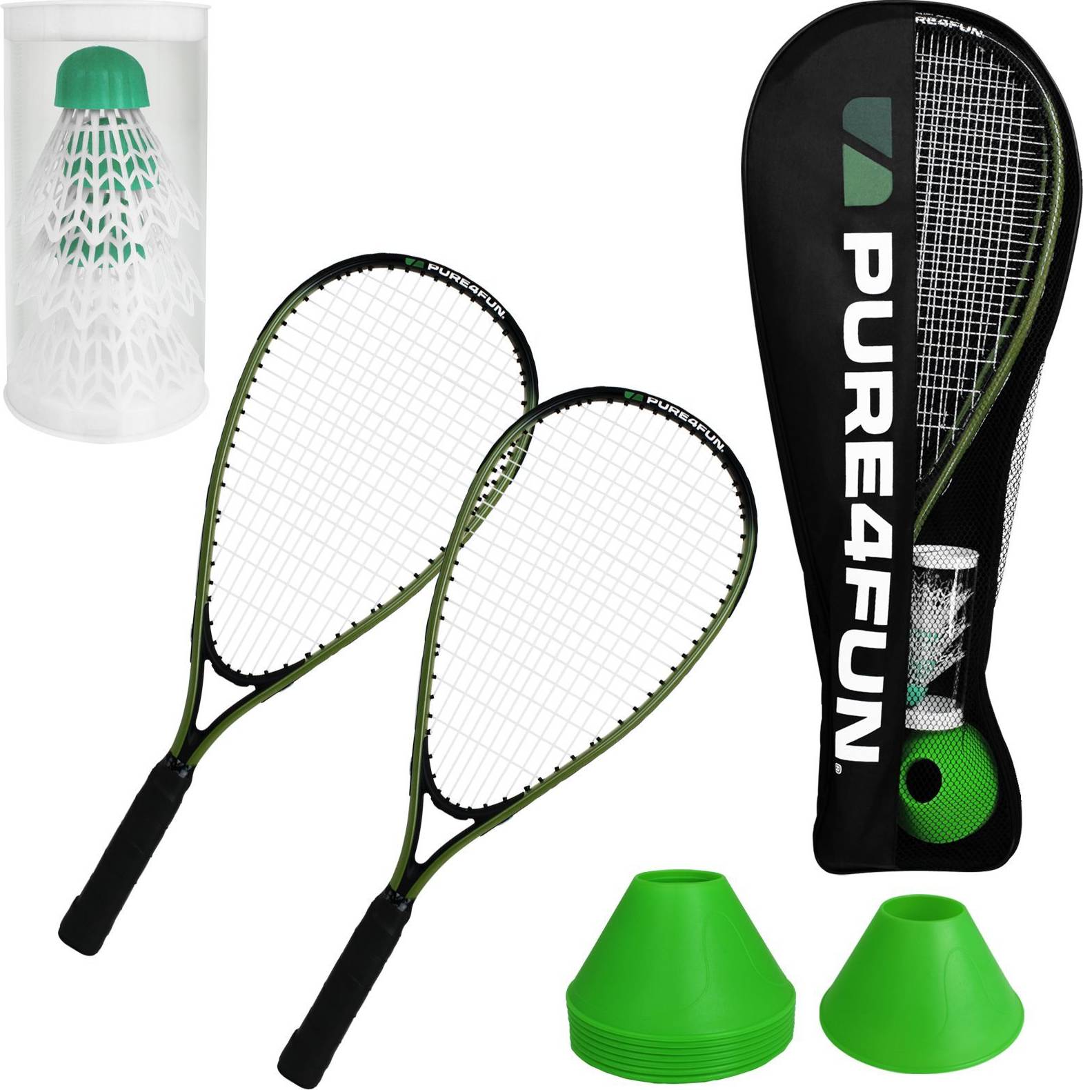 Badminton set with net PURE4FUN Badminton Set with 2 Rackets
