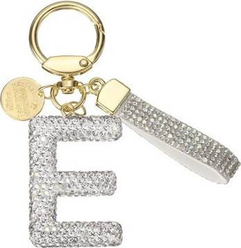 Uxcell Initial Letter Keychain Cute Letter-e Rhinestone Charm - White