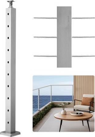 VEVOR Cable Railing Post 36x2x2 In Horizontal Hole Deck